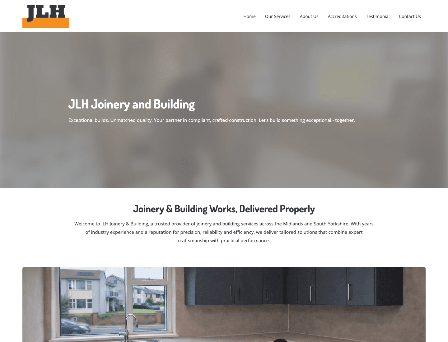 JLH Commercial website homepage